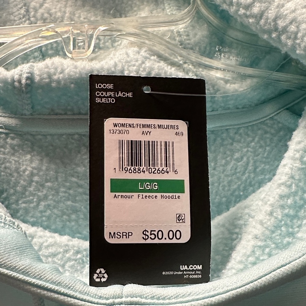 Under Armour Aqua Hoodie with Black Logo - Picture 4 of 6